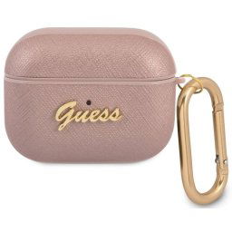 GUAPSASMP Guess Saffiano PC/PU Metal Logo Puzdro pre Airpods Pro Pink