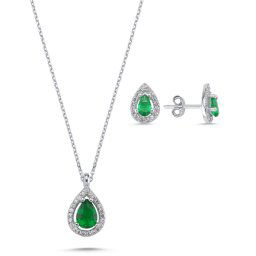 Olivie Strieborná súprava KVAPKA GREEN 5826
