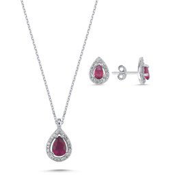 Olivie Strieborná súprava KVAPKA RUBY 5830