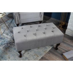 LuxD Dizajnová taburetka Chesterfield strieborný zamat