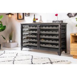 LuxD Vitrína na víno Winebar 127 cm sivá - borovica