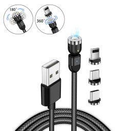 Magneticky nabijaci kabel univerzálny otočný USB kábel (Micro/ USB C/ iPhone)