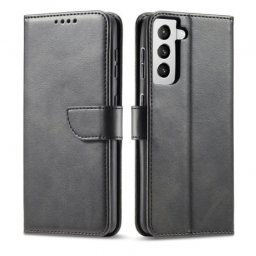 MG Magnet knižkové kožené puzdro na Samsung Galaxy S22 Plus, čierne