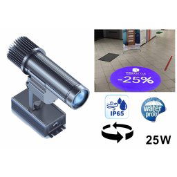 LOGO projektor rotačný vodeodolný - LED Gobo 25W projekcia loga do 5M