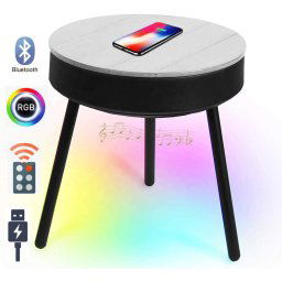 Bluetooth príručný stolík s REPRODUKTORMI a 12x LED osvetlením (interier / exterier)