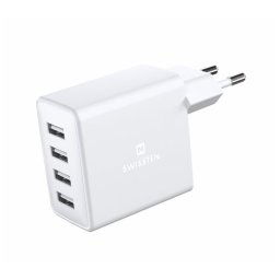 Adaptér Swissten 4 x USB 4 a 20 W, biela 22053100