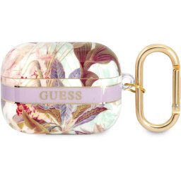 Guess TPU Flower Print Puzdro pre Airpods Pro Purple GUAPHHFLU