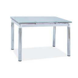 Jedálenský stôl, 110x74cm, rozkladací, sklo, chróm, biely, Signal, GD-018