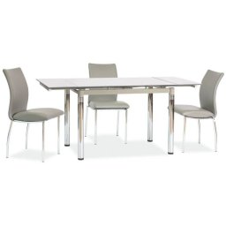 Jedálenský stôl, 110x74cm, rozkladací, sklo, chróm, sivý, Signal, GD-018