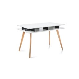 Písací stôl, 120x70cm, biely, čierny, buk, Signal, ROTELLO