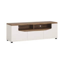 Televízny stolík, 140cm, biela alpská, dub stirling, EXT LEKSAND TOLF01