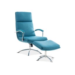 Kreslo s taburetkou, tyrkysová látka, Signal, JEFFERSON