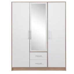 Skriňa, 150cm, kombinovaná, dub sonoma, biela, zrkadlo, SMART SRL 2