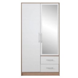 Skriňa, 100cm, kombinovaná, dub sonoma, biela, zrkadlo, SMART SRL 3