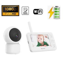 Video Baby monitor - Wifi SET - 5" LCD + FULL HD kamera s otáčaním s IR LED + VOX + Teplomer