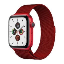 Hurtel Magnetic Strap remienok pre Apple Watch 6 / 5 / 4 / 3 / 2 / SE 1 / 2 / 3 (40mm / 38mm), červený