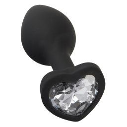Silicone Butt Plug With Heart Black