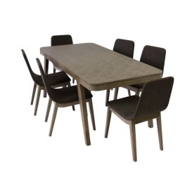 Drevona Jedálenský set 1+6, 180x90cm, MDF, orech, látka hnedá, FREDO I