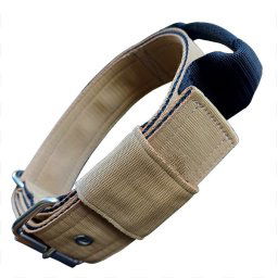 Obojok nylonový 4cm s rúčkou taktický - hnedý