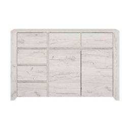 Komoda, 119cm, kombinovaná, dub white craft, HESTRA TYP 42