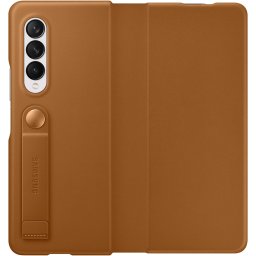 Samsung Kožený Flip Kryt pre Galaxy Z Fold3 5G Camel EF-FF926LAEGWW