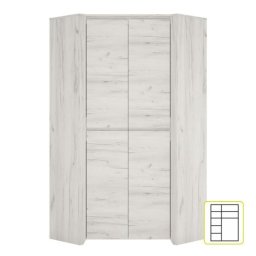 Kondela Rohová skriňa, 96cm, kombinovaná, biela craft, ANGEL typ 21 2D