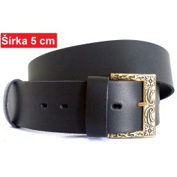 Široký kožený opasok s ozdobnou prackou