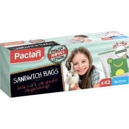 Paclan ZIP Desiatové vrecká, s obrázkami a anglickými slovíčkami, 16x17cm - 42ks