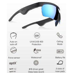 Slnečné okuliare bezdrôtové športové polarizačné UV400 s Bluetooth reproduktormi