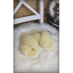 Ovčie prírodné papučky 100% MERINO [Kríž]