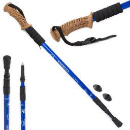 Trekové teleskopické palice K Nordic Walking korkové 2ks modré