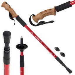 Trekové teleskopické palice K Nordic Walking korkové 2ks červené