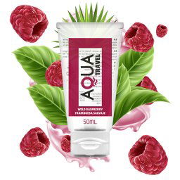 AQUA TRAVEL WILD RASPBERRY FLAVOUR WATERBASED LUBRICANT - 50 ML