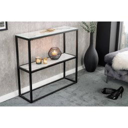 LuxD Dizajnová konzola Latrisha 80 cm biela - vzor mramor