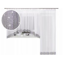 Voálová záclona bílá s kamínky do oblouku a balkonové dveře Výběr kompletu Rozměr 545 x 250cm