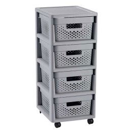 Regál so šuplíkmi 4 x 11 L INFINITY DOTS - sivý
