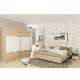 Kondela Spálňový komplet (posteľ 160x200 cm), dub sonoma/biela, GABRIELA NEW