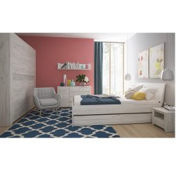 Kondela Spálňová zostava, 160x200, skriňa, posteľ, 2x stolík, biela craft, ANGEL