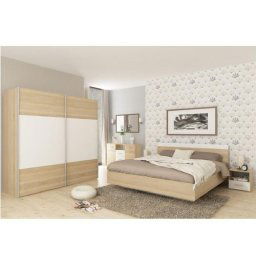 Kondela Spálňový komplet (posteľ 180x200 cm), dub sonoma/biela, GABRIELA NEW