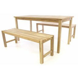 Záhradný set lavíc a stola DIVERO - neošetrené teakové drevo - 150 cm