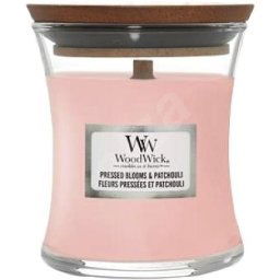 WoodWick Pressed Blooms & Patchouli, Vonná Sviečka 85g
