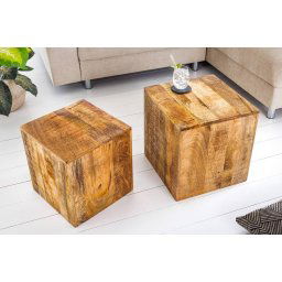 LuxD Sada odkladacích stolíkov Padilla 40 cm mango