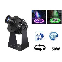 LOGO projektor rotačný vodeodolný - LED Gobo 50W projekcia reklamného loga do 20M