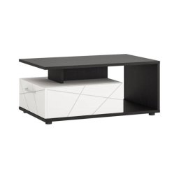 Konferenčný stolík, 100x64cm, vicenza oak black, biely lesk, EXT FALUN VENT01