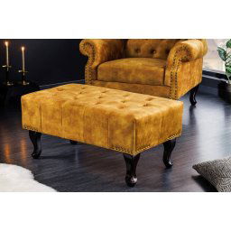 LuxD Dizajnová taburetka Chesterfield horčicovo-žltý zamat