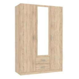 Kondela Skriňa, 134cm, kombinovaná, dub sonoma, zrkadlo, INVITA 3D2Z