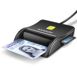 AXAGON CRE-SM3SD, USB-A FlatReader 4-slot čítačka kariet ID card (eID klient) + SDmicroSDSIM, 1,3 m kábel CRE-SM3SD