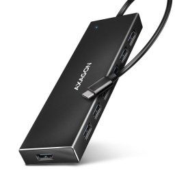 AXAGON HUE-F7C, 7x USB 3.2 Gen 1 ALU FLAT CHARGING hub, micro USB napájací konektor, kábel USB-A 30cm HUE-F7C