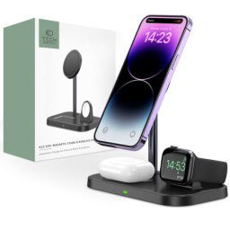 Tech-Protect A22 3in1 bezdrôtová nabíjačka na mobil / AirPods / Apple Watch, čierna