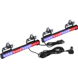 Vystrazne svetlo do auta 32 LED (64W) - multifarebné 42cm x 2ks s prísavkami
